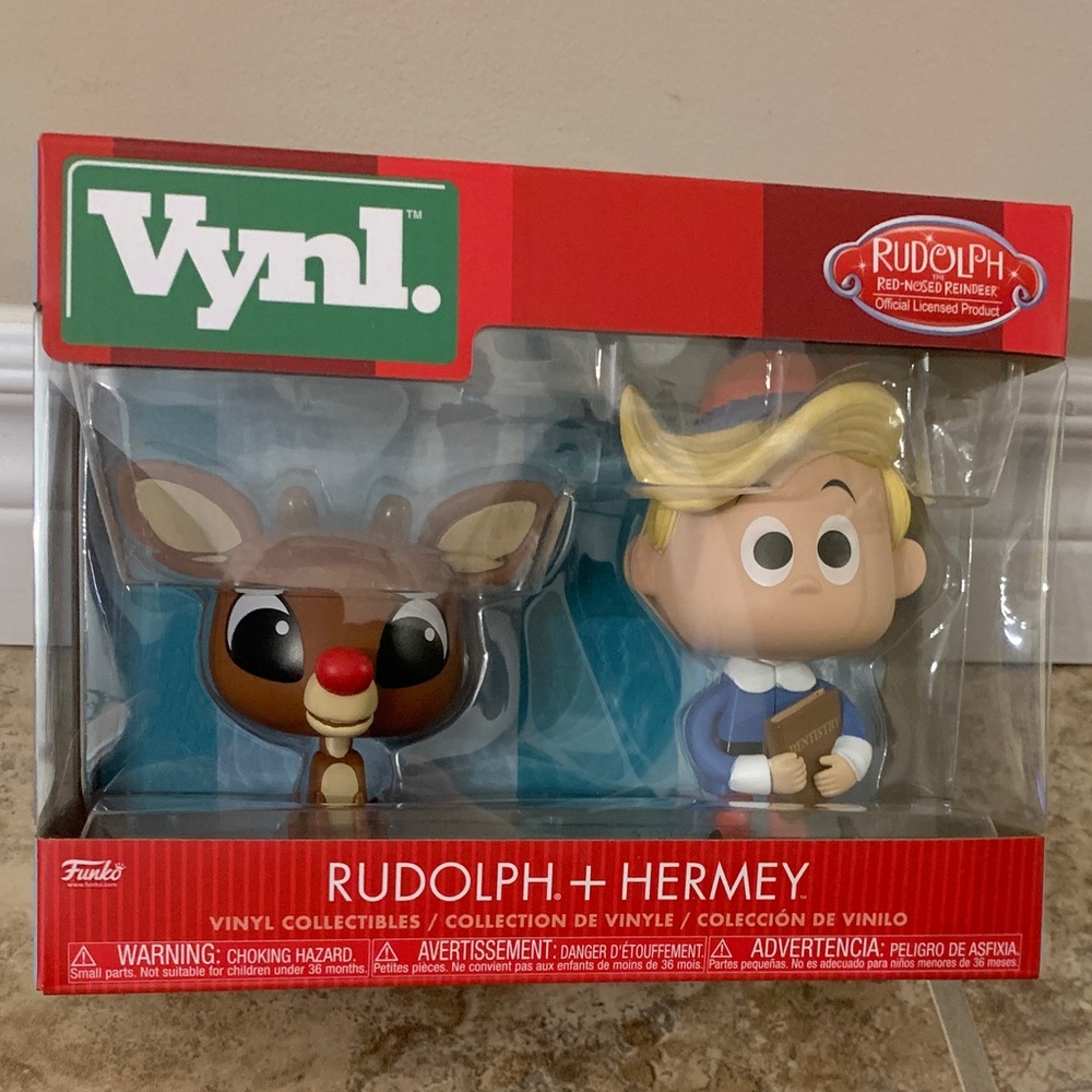 Vinyl Rudolph & Hermey figure NEW set Red Nosed Reindeer Christmas